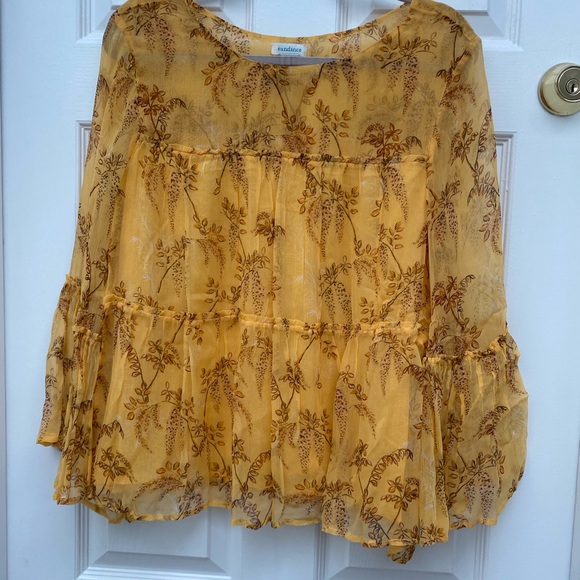 Sundance Golden Floral Blouse - Size Large - Picture 1 of 6